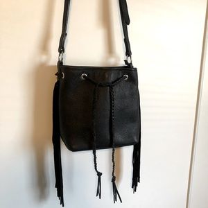 Double J Saddlery black leather cross body fringe bag- perfect condition
